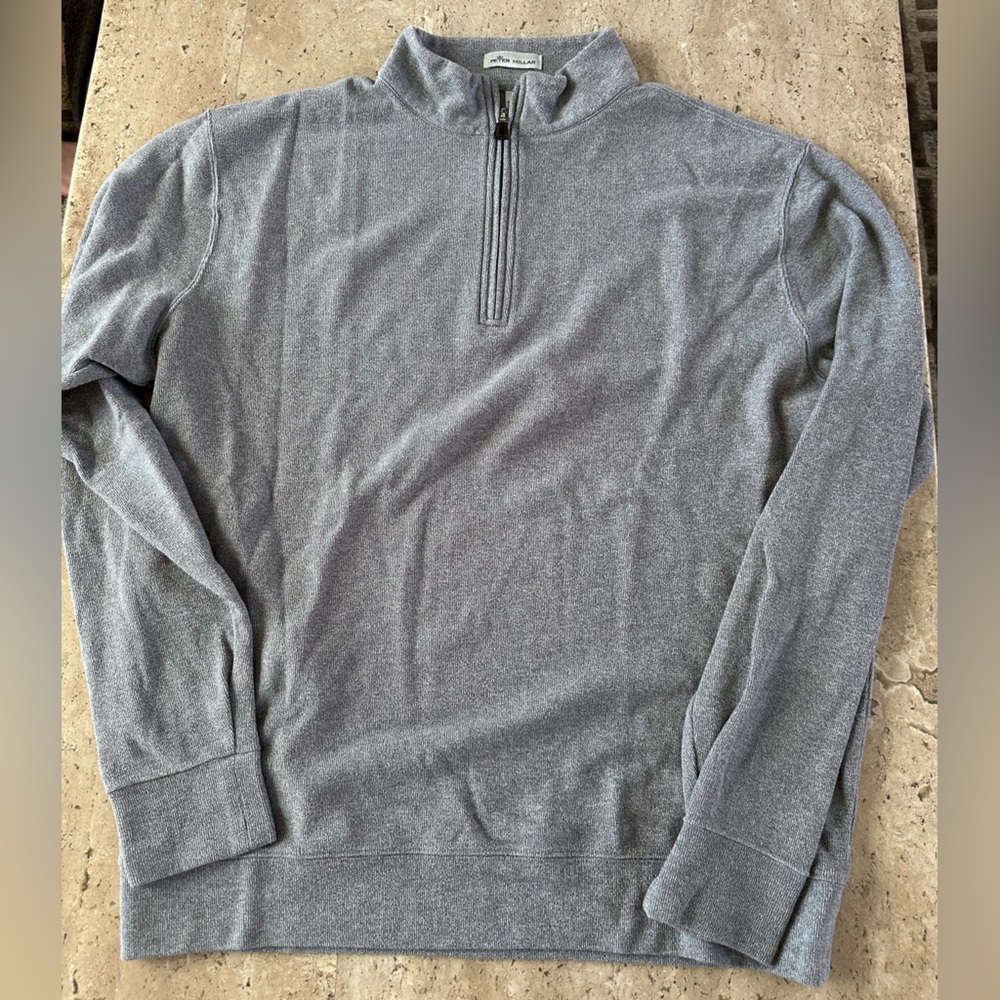 Peter Millar Charcoal Zip-Up Light Knit Sweater